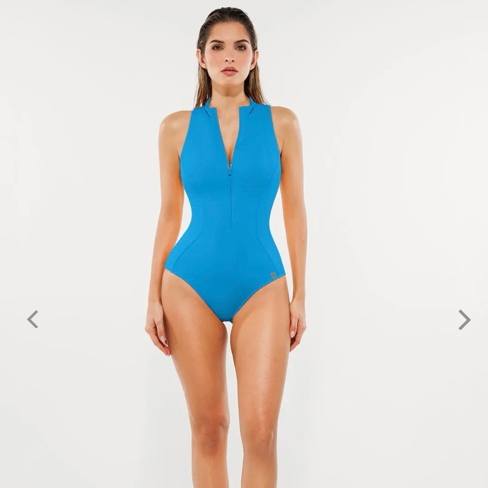 NWT Popilush Zip-Front One-Piece Tummy control  Swimsuit - Picture 2 of 8